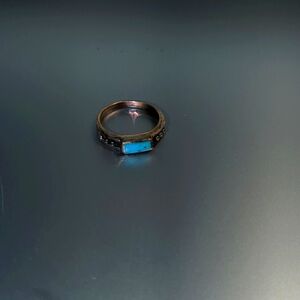 Silver and turquoise pinky ring